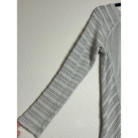 Xhilaration Womens S Gray Knit Sweater Lace Inset Lagenlook Raw Seams Semi-Sheer - Picture 7 of 8